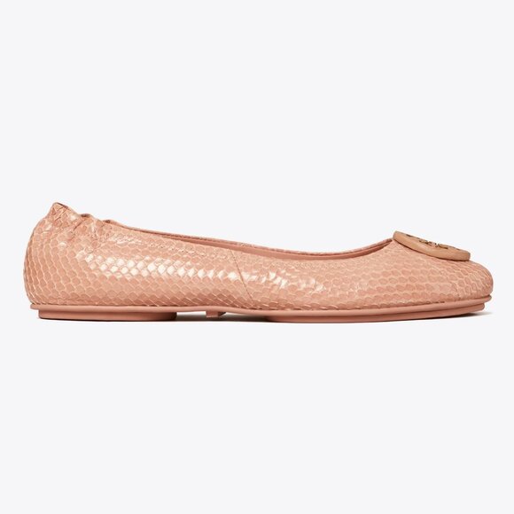 Tory Burch $228 Minnie Travel Ballet Flats Snake Embossed MANY SIZES Meadowsweet - Picture 7 of 14